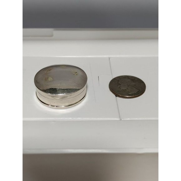 Vintage Sterling Silver Maple Marcasite Embossed Design Pewter Trinket Box Round - Picture 3 of 10